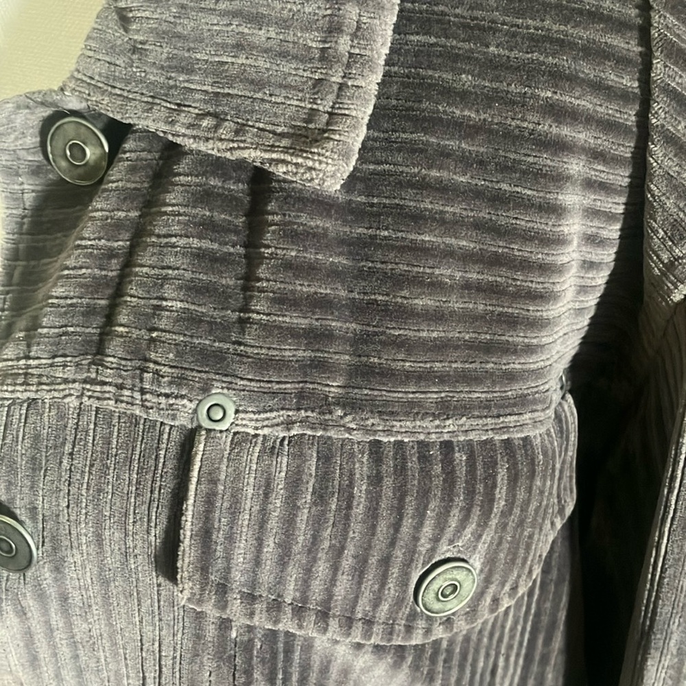 🩶🧥Carol Little Sport Gray Ribbed Stretch Cotton/Poly Button Front Jacket Sz M - Picture 5 of 7